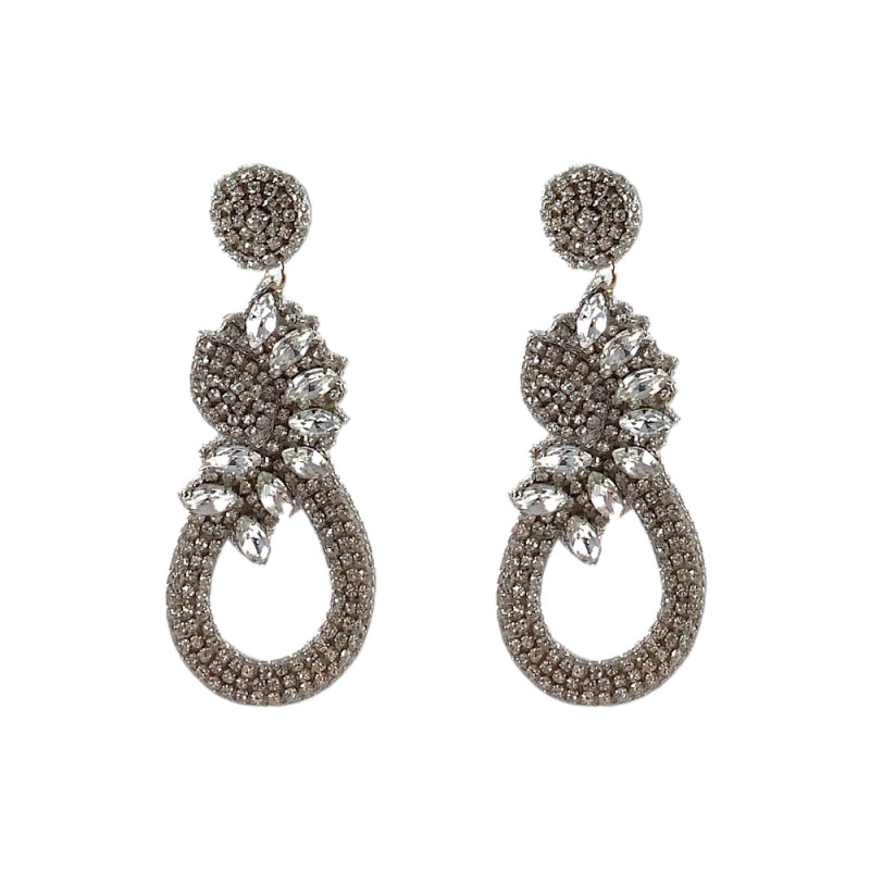 NOVELTY RHINESTONE EARRINGS - SILVER 