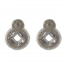 NOVELTY BEADED RHINESTONE EARRINGS - ROUND 