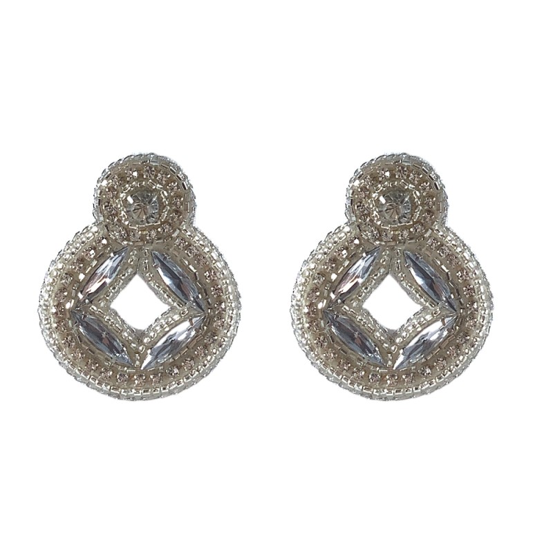 NOVELTY BEADED RHINESTONE EARRINGS - ROUND 