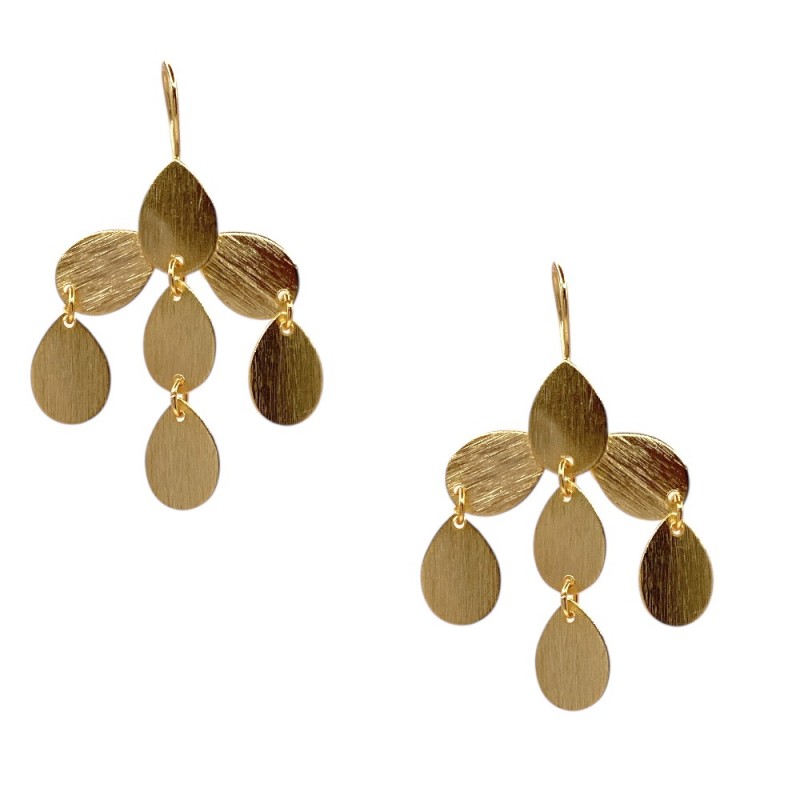 DROP DOWN FISHHOOK EARRINGS - MATTE GOLD 