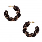 OPEN HOOP EARRINGS -BLACK 