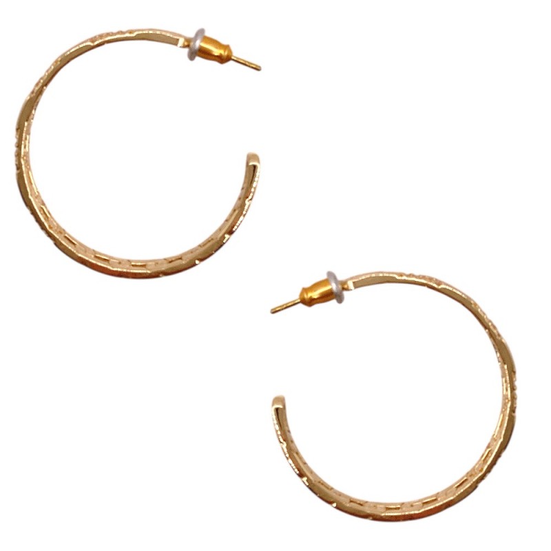 CHAIN HOOP EARRINGS - GOLD 
