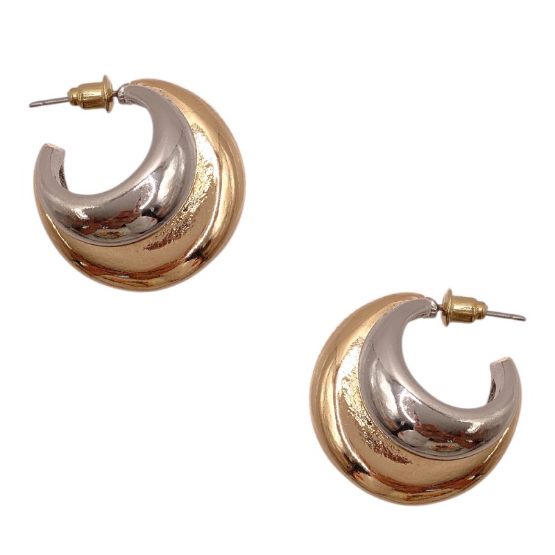 DOUBLE HOOP EARRINGS - GOLD & SILVER 