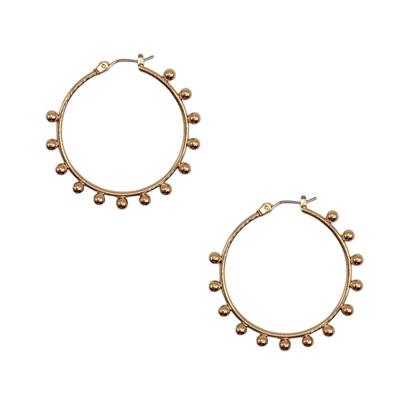 AROUND BEADED HOOP EARRINGS - GOLD 