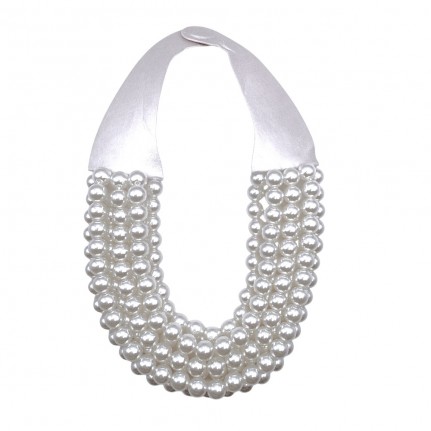 MAGNETIC CLASP PEARL NECKLACE - WHITE 