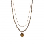 BEADED CRSYTAL NECKLACE - GREY 