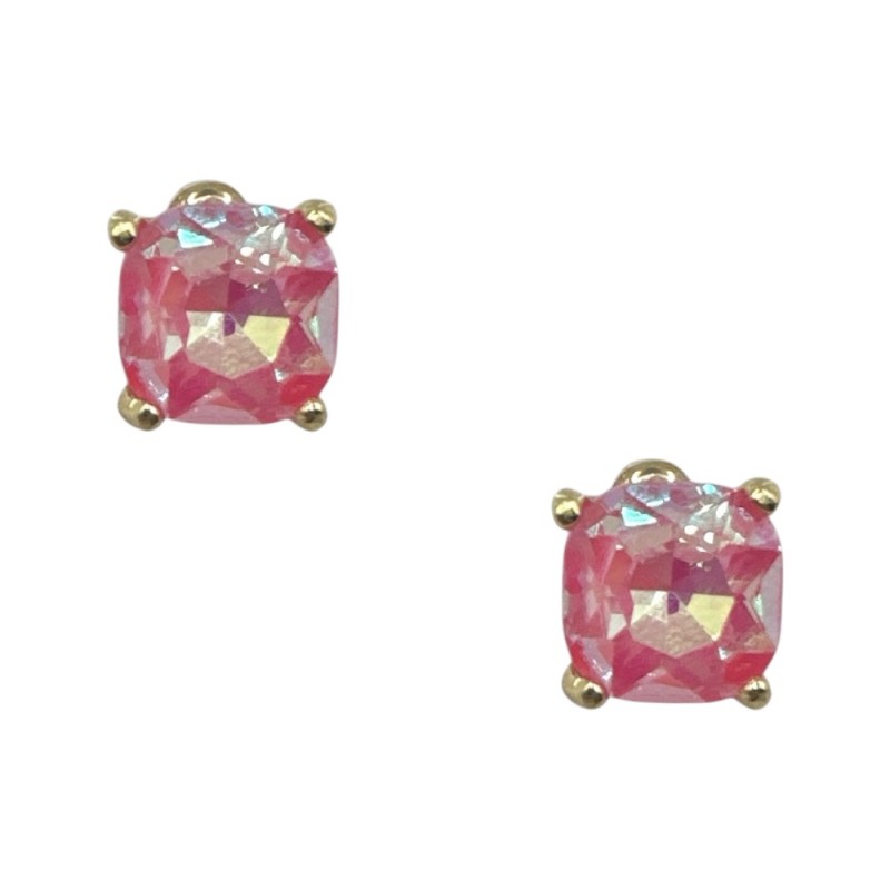 RHINESTONE STUD EARRINGS - FUCHSIA