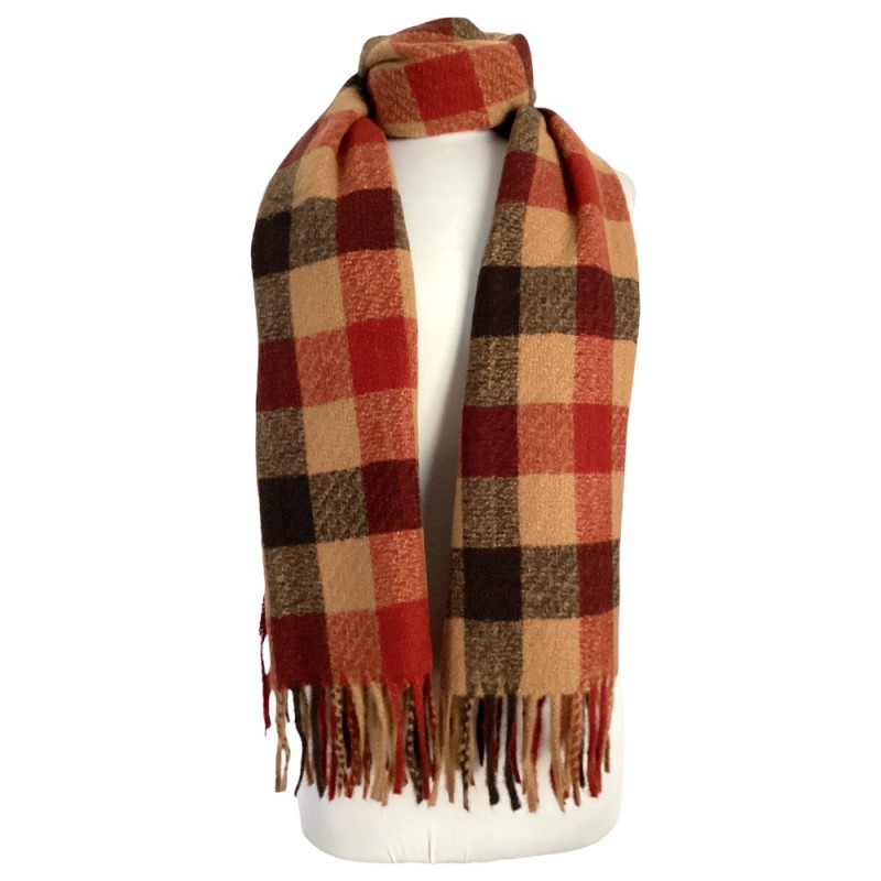 PLAID WINTER SCARF - BROWN 