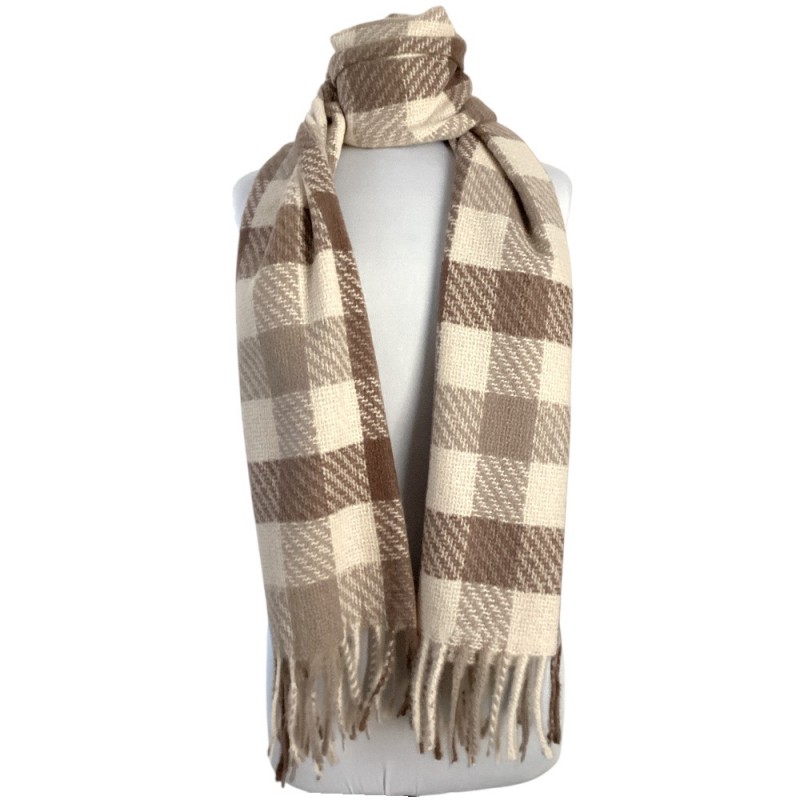 PLAID WINTER SCARF - IVORY 