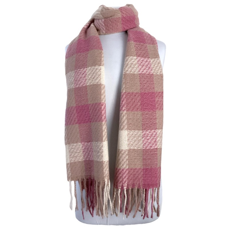 PLAID WINTER SCARF - PINK