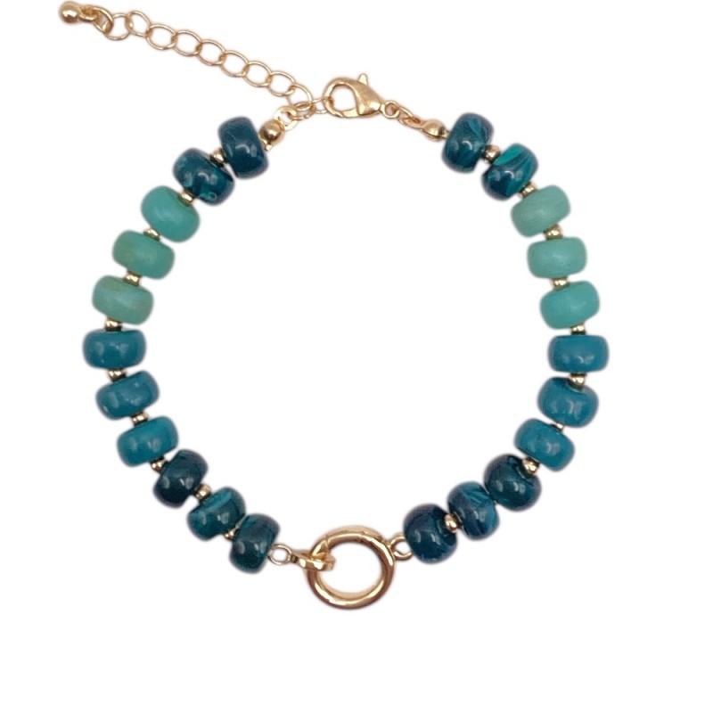 STONE BEAD BRACELET - TEAL 