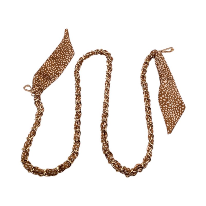 SILK SCARF PURSE STRAP - LIGHT BROWN 