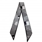 TWILLY SCARF - FLOWERS & CHECKERED 