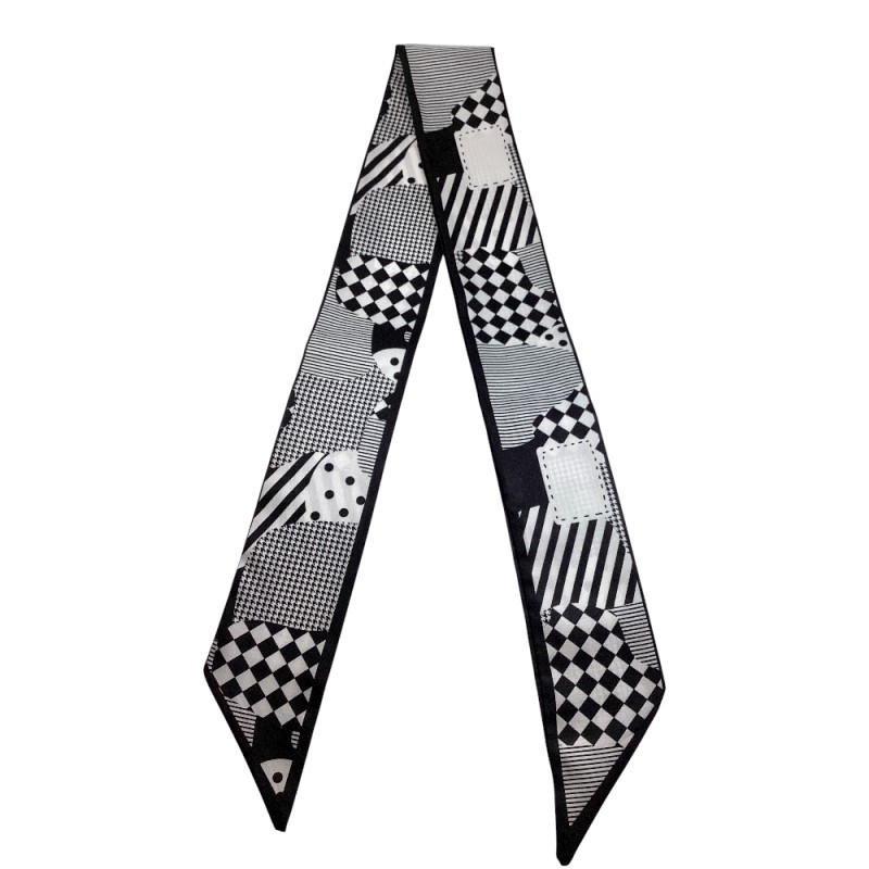 TWILLY SCARF - FLOWERS & CHECKERED 