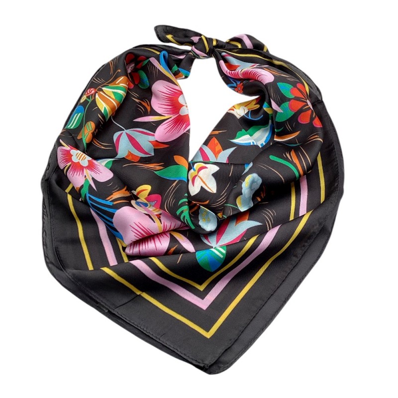 SILK SCARF - BLACK 