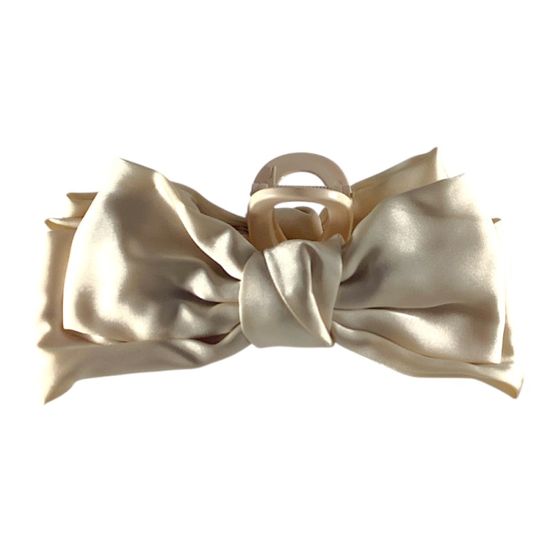 SILK CLAW CLIP BOW - IVORY