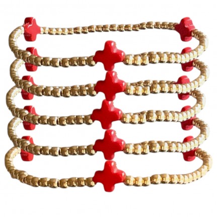 STRETCHABLE CLOVER BRACELET - RED