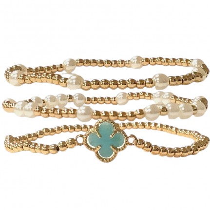 STRETCHABLE CLOVER BRACELET - TURQUOISE 