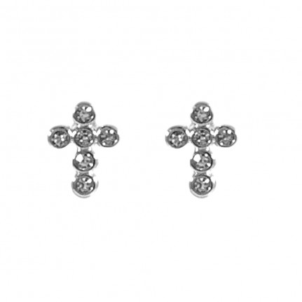 CROSS STUD EARRINGS - SILVER