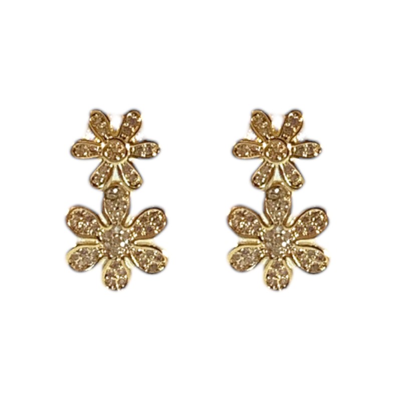 GOLD DIPPED FLOWERS EARRINGS - GOLD 