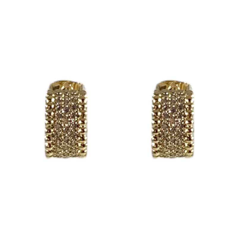 GOLD DIPPED HALF HOOP STUD EARRING - GOLD