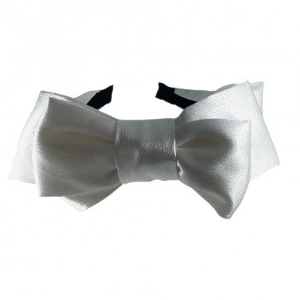 SILK BOW HEADBAND - CREAM