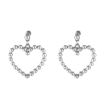 HEART PEARL EARRINGS - SILVER