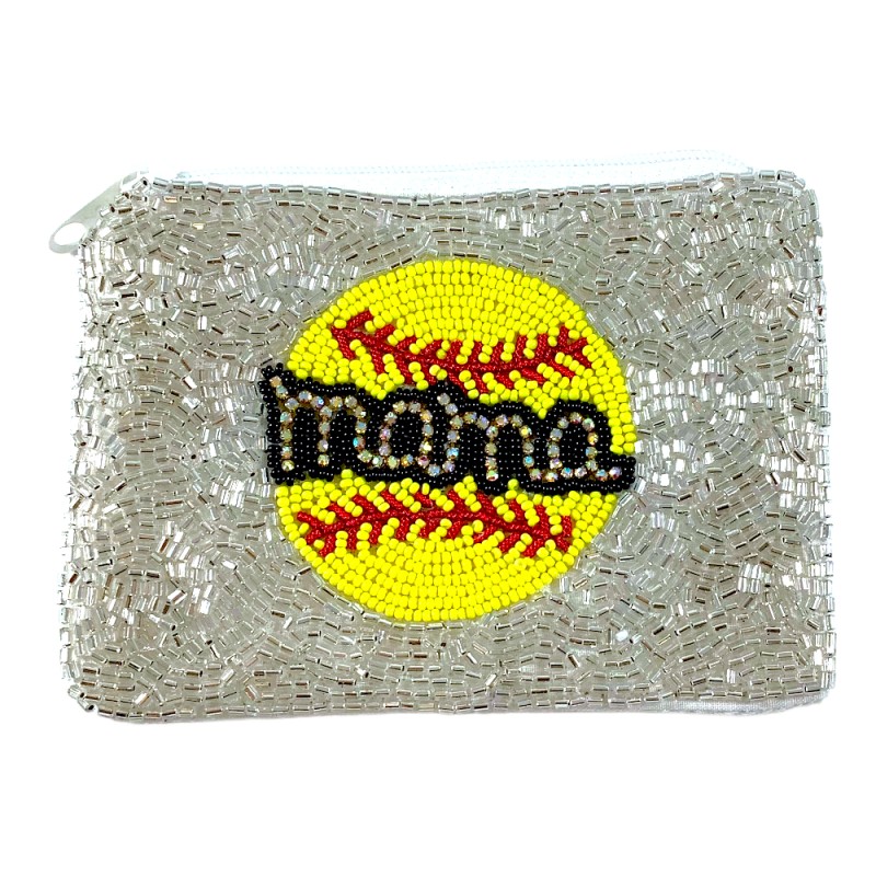 BEADED COIN PURSE - MAMA SOFTBALL