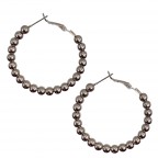 BEADED HOOP EARRINGS - SILVER DIPPED 