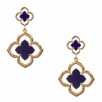 CLOVER DROP DOWN EARRINGS - NAVY