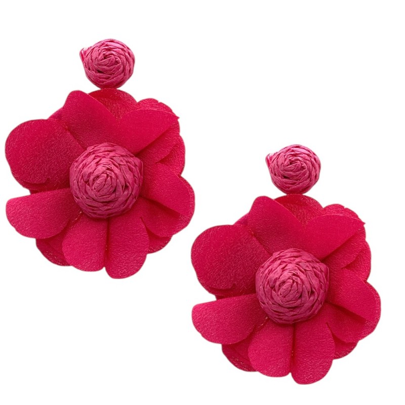 FLOWER EARRINGS - FUCHSIA 