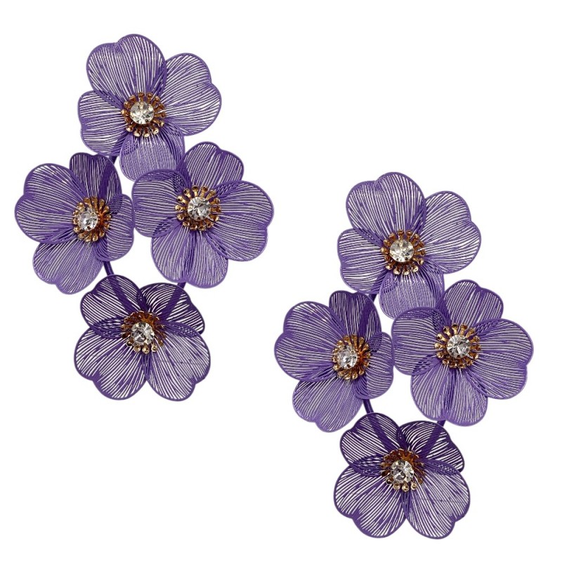 FLOWER DANGLE EARRINGS - LIGHT PURPLE 