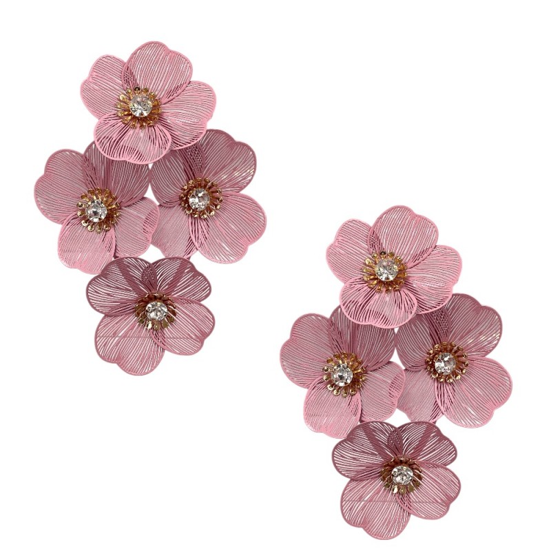 FLOWER DANGLE EARRINGS - LIGHT PINK 