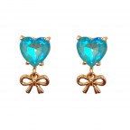 HEART SHAPE RHINESTONE EARRINGS - MINT 