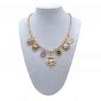 PEARL FLOWER CHARM NECKLACE - GOLD 