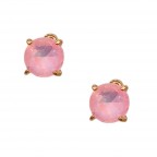 ROUND SHAPE RHINESTONE EARRINGS - PINK 
