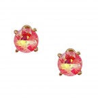 ROUND SHAPE RHINESTONE EARRINGS - FUCHSIA