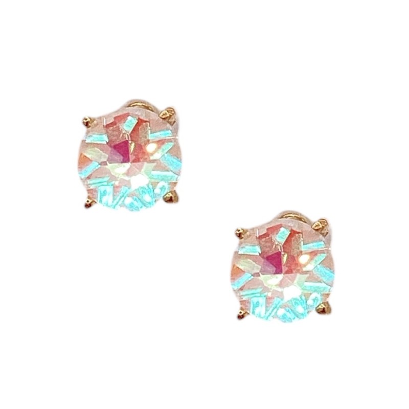 ROUND SHAPE RHINESTONE EARRINGS - WHITE 