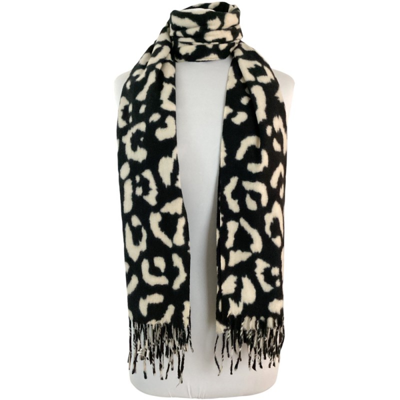 CASHMERE SCARF - BLACK LEOPARD 