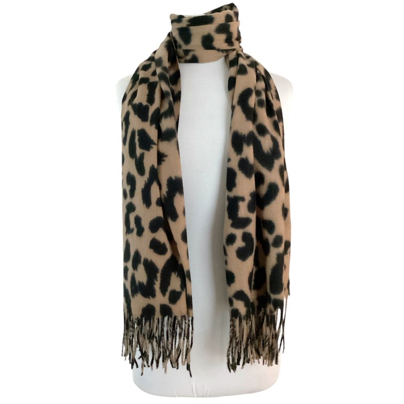 CASHMERE SCARF - BROWN LEOPARD 
