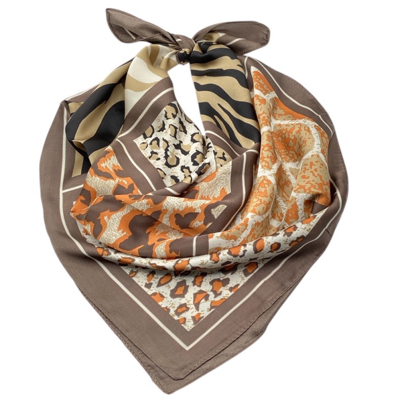 SILK SCARF - DARK BROWN 