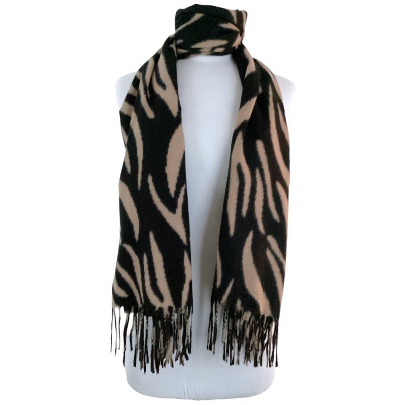 CASHMERE SCARF - BLACK ZEBRA 