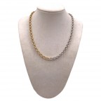 TWO TONE GOLD DIPPED NECKLACE - GOLD & SILVER 