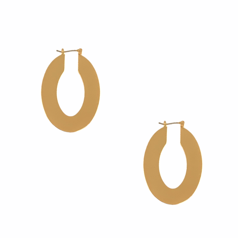THICK OVAL MATTE HOOP EARRINGS - GOLD