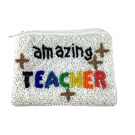BEADED MINI COIN PURSE- AMAZING TEACHER 