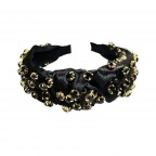 MATCHING GEM & SILK KNOT HEADBAND - BLACK