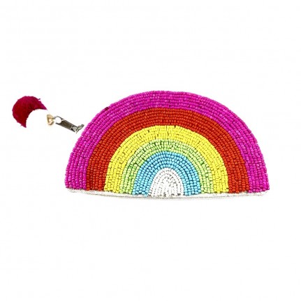 BEADED MINI COIN PURSE - RAINBOW
