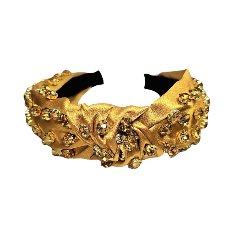 MATCHING GEM & SILK KNOT HEADBAND - MUSTARD
