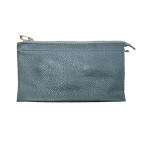 TEXTURED VEGAN LEATHER CLUTCH/CROSSBODY - DARK GRAY