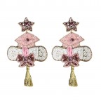GRADUATION STATEMENT EARRINGS - PINK & GOLD MIX